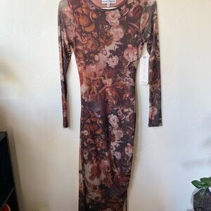 Almost Famous Brown Long Sleeve Bodycon Dress
